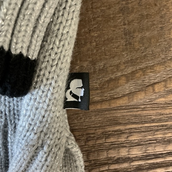 Karl Lagerfeld Black and White Women's Striped Mock-Neck Sunglasses Sweater - Picture 4 of 7